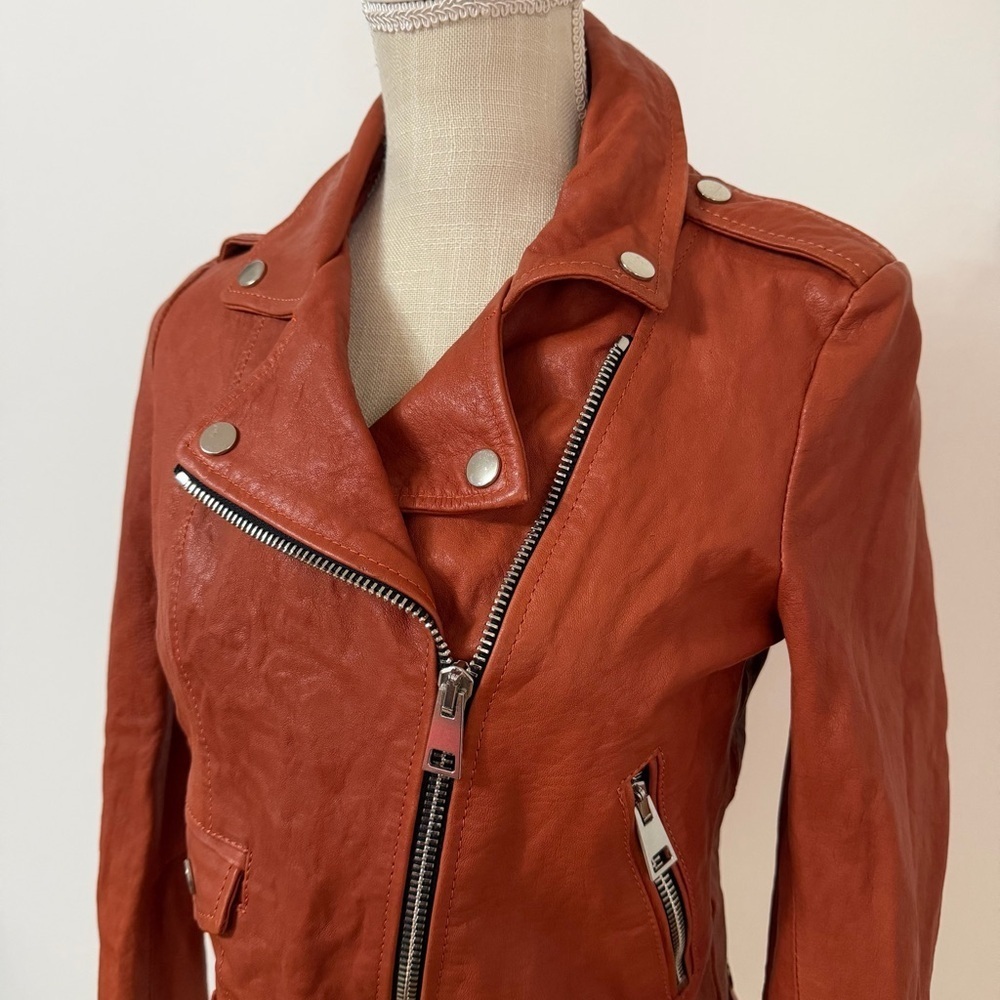 Imperial Biker Jacket Short with Zip And Pockets Leather Women’s Size Small